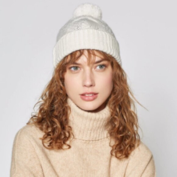NWT Joie Macia Beanie Ribbed Pom Hat Wool Blend Unisex - Picture 1 of 11